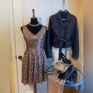 Darling pinkish Tan sequins party dress